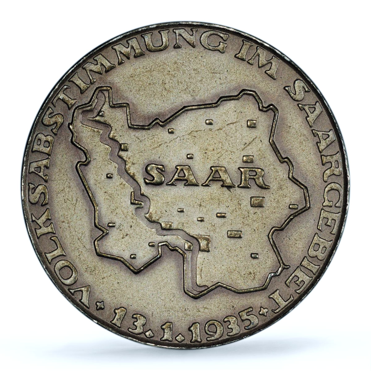 Germany Third Reich Saarland Referendum History SP 64 PCGS silver medal 1935
