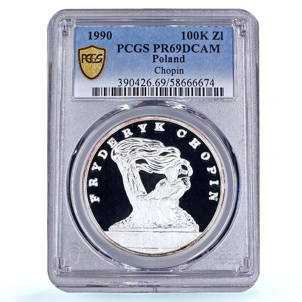 Poland 100000 zlotych Frederic Chopin Music History PR 69 PCGS silver coin 1990