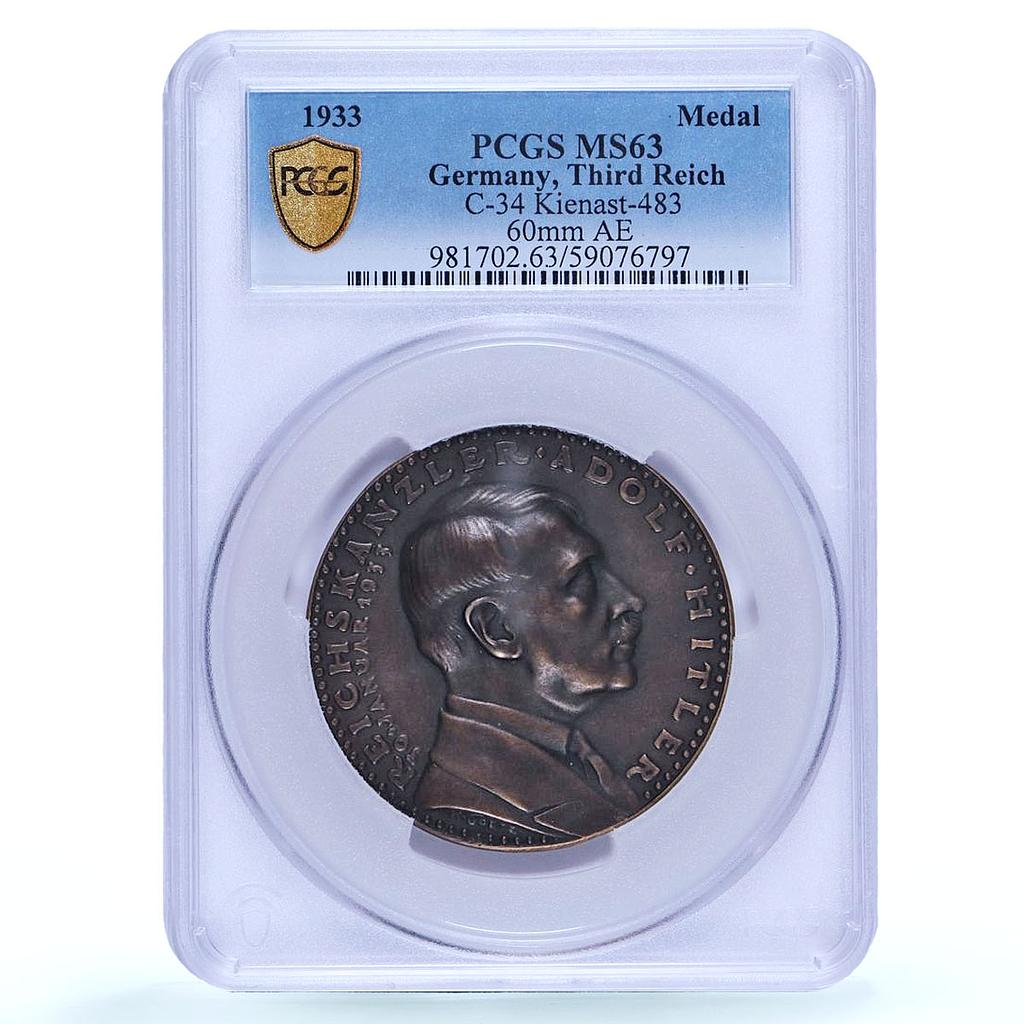 Germany Third Reich Hitler NSDAP C-34 Kienast-483 MS 63 PCGS bronze medal 1933