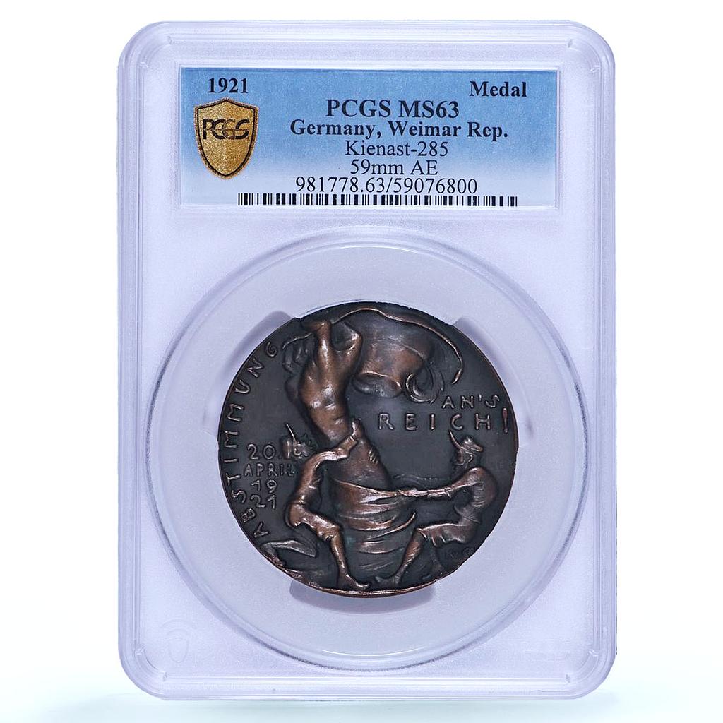 Germany Weimar Tyrol Annexation Goetz Kienast-285 MS 63 PCGS bronze medal 1921