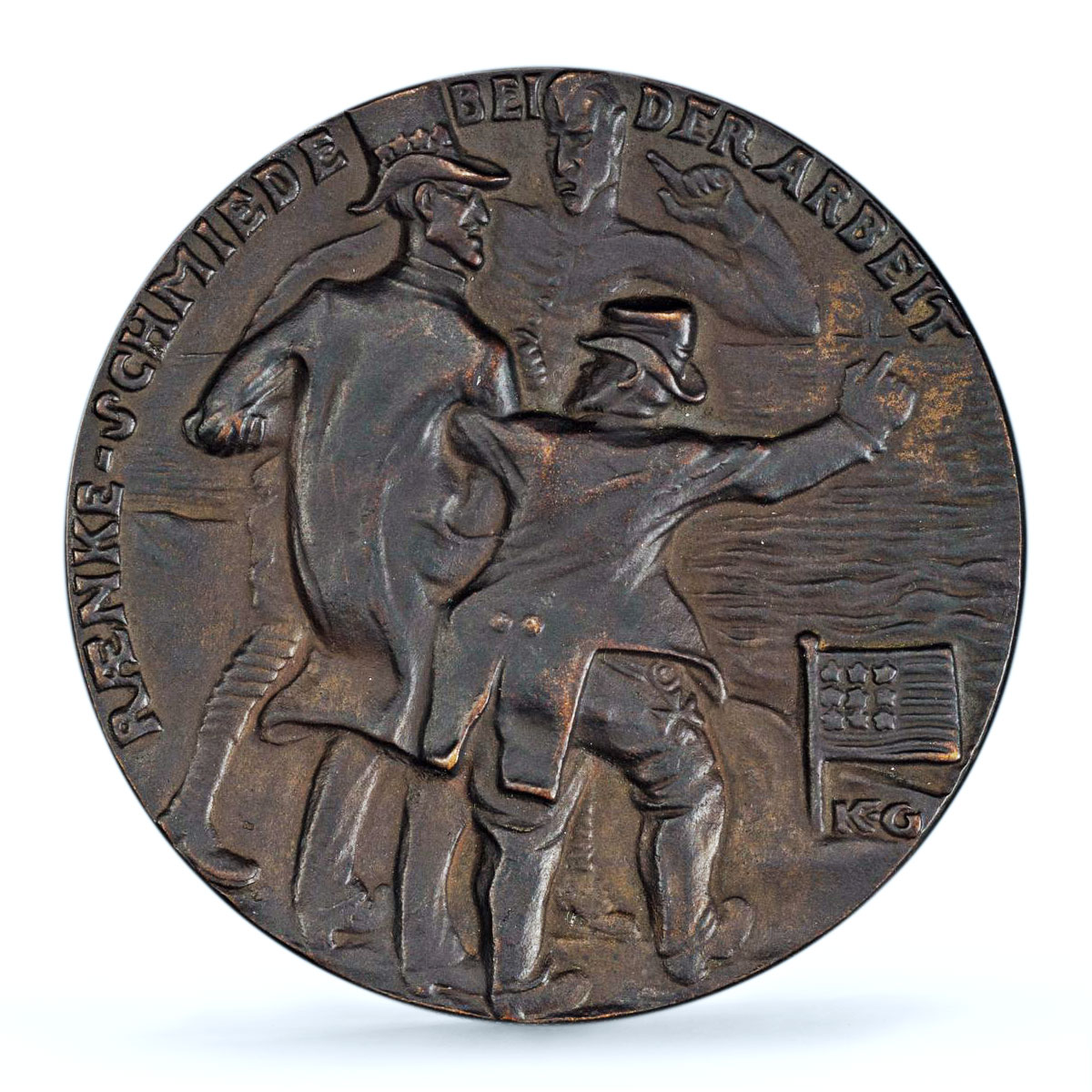 Germany Empire WWI Submarines America Goetz Kienast-185 MS 63 bronze medal 1916