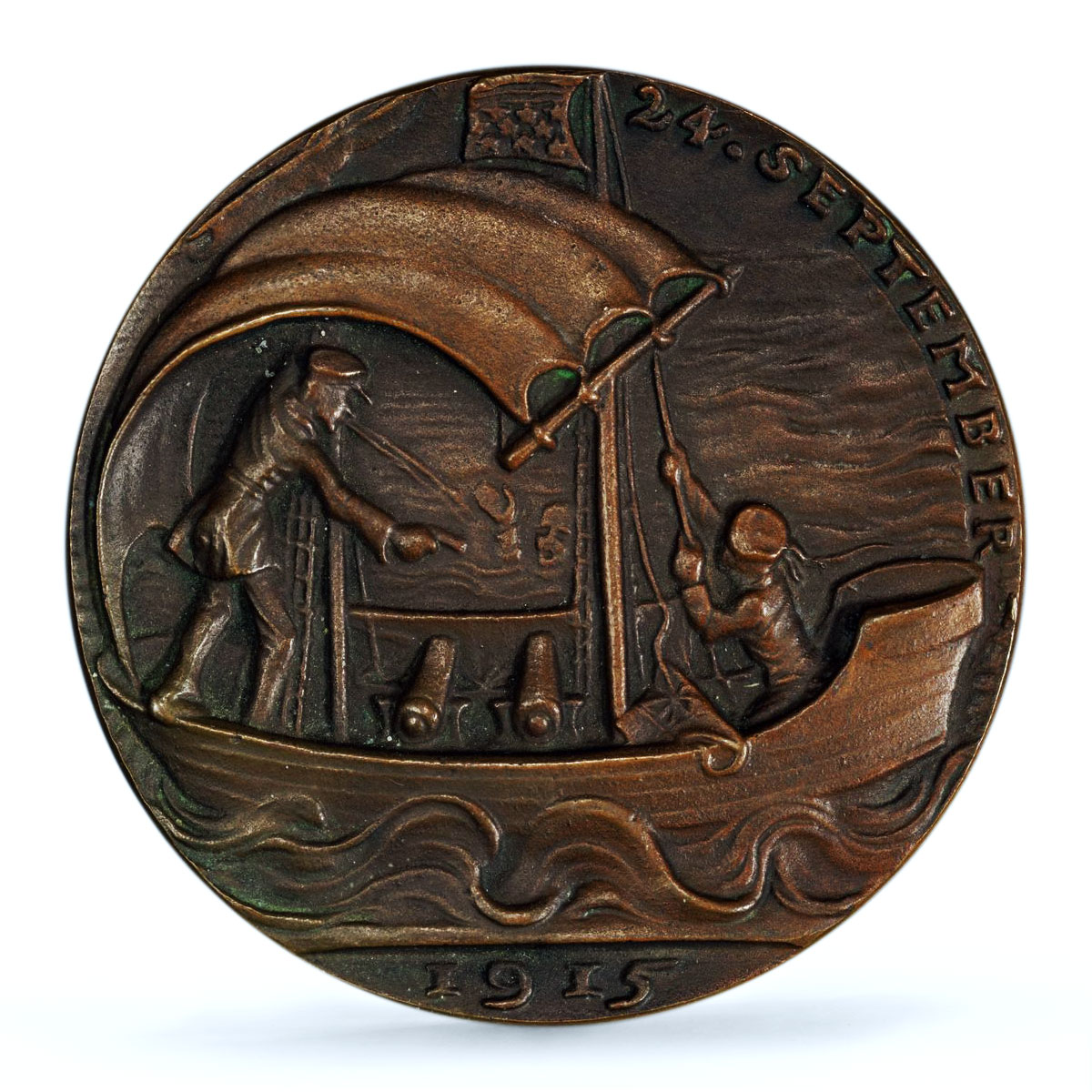 Germany Empire WWI Ship Sinking Albion Kienast-163 MS 63 PCGS bronze medal 1915