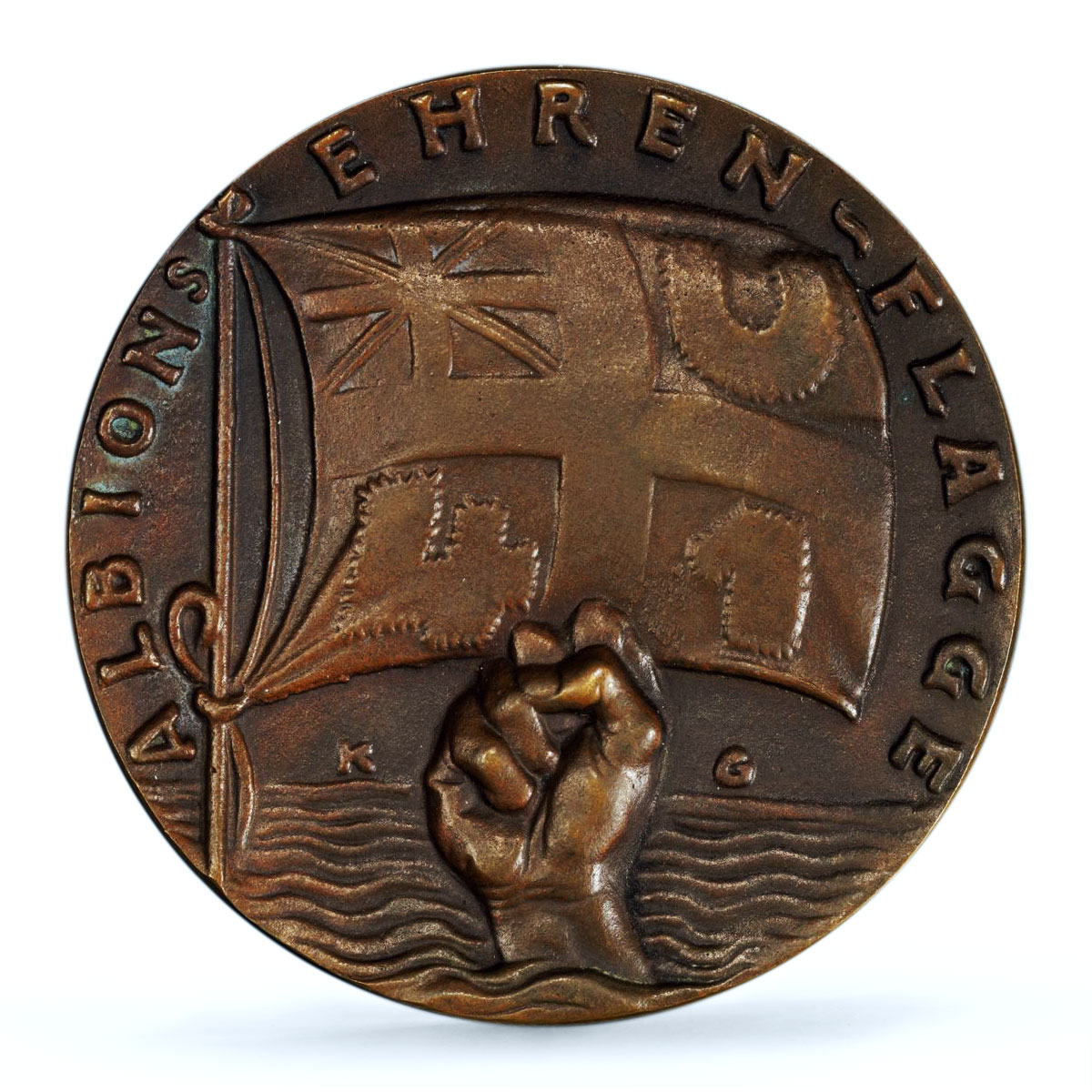 Germany Empire WWI Ship Sinking Albion Kienast-163 MS 63 PCGS bronze medal 1915