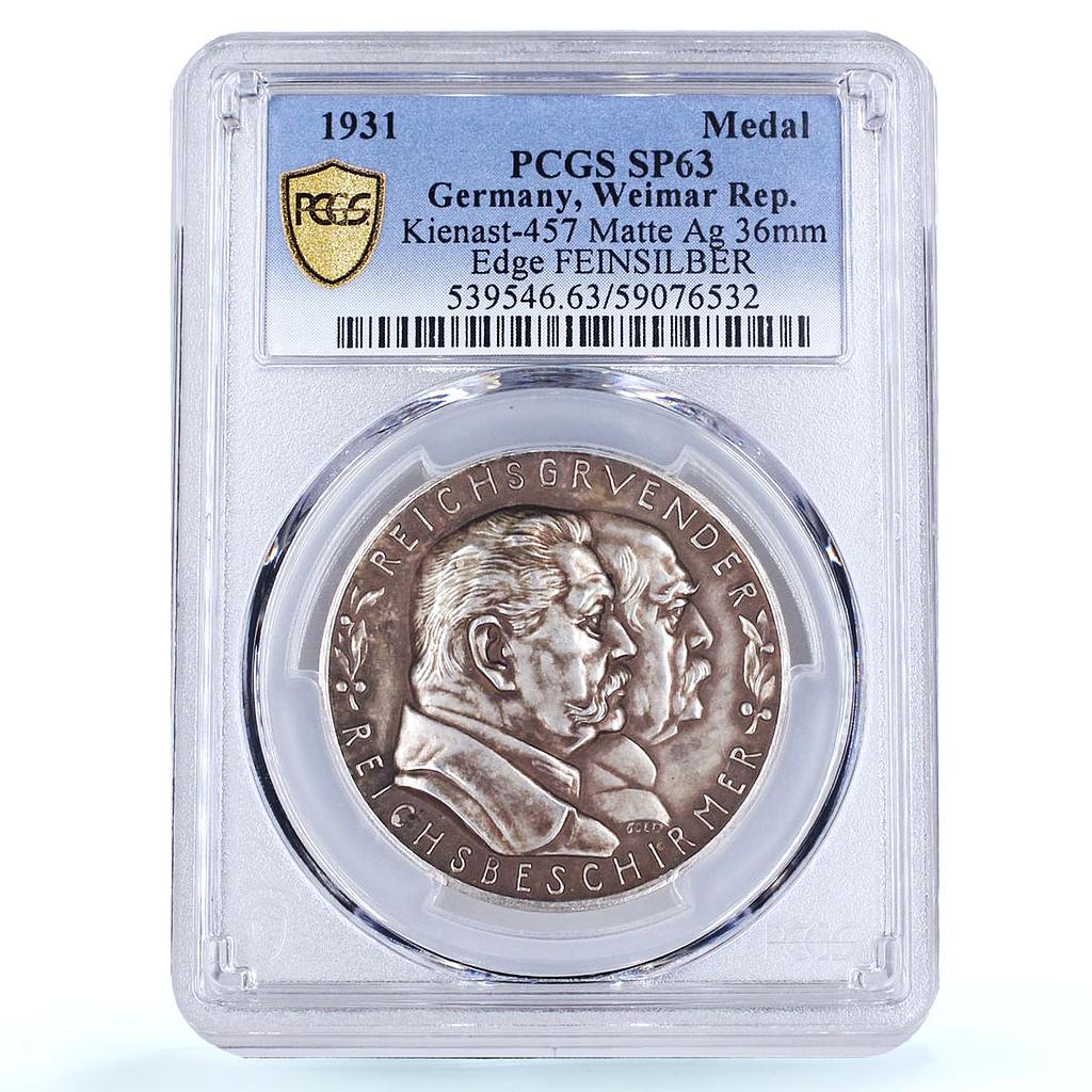 Germany Weimar Bismarck Hindenburg Kienast-457 SP 63 PCGS silver medal 1931