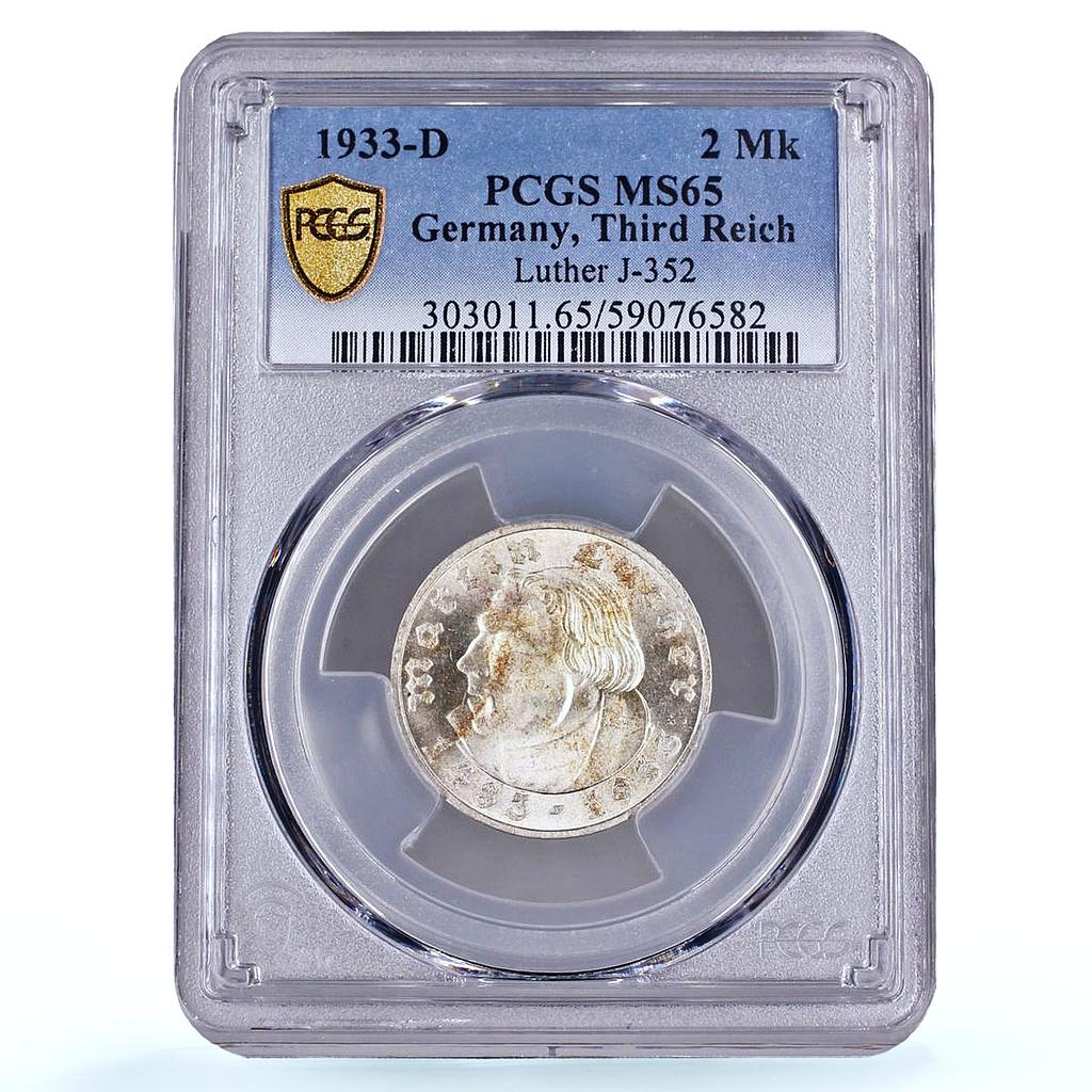 Germany Third Reich 2 mark Luther Reformation J-352 MS 65 PCGS silver coin 1933