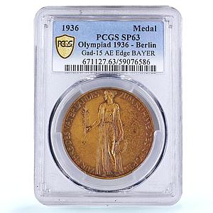 Germany Third Reich Olympiad Berlin Bayer Gad-15 SP 63 PCGS bronze medal 1936