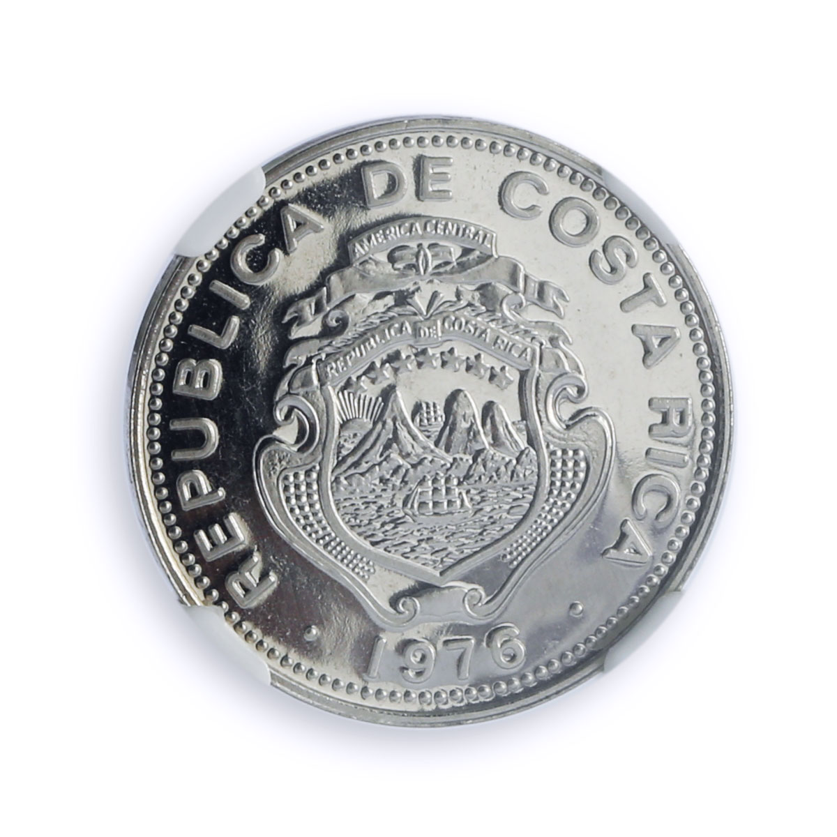 Costa Rica 25 centimos Republic Coinage BCCR Large Date PF 69 NGC CuNi coin 1976