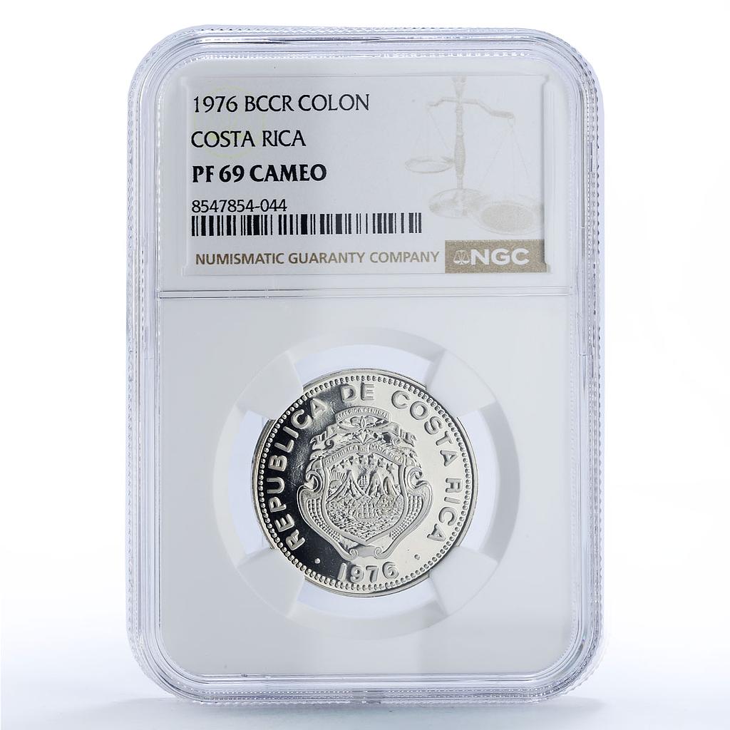 Costa Rica 1 colon Republic Coinage BCCR PF 69 NGC CuNi coin 1976