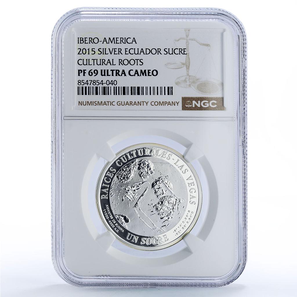 Ecuador 1 sucre Amantes de Sumpa Roots Ibero-American PF 69 NGC silver coin 2015