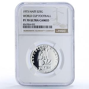 Haiti 25 gourdes Football Soccer World Cup Germany 74 PF70 NGC silver coin 1973