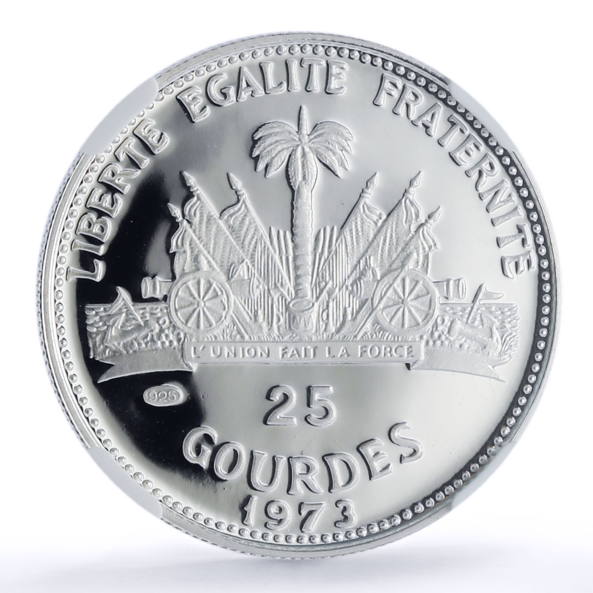Haiti 25 gourdes Football Soccer World Cup Germany 74 PF70 NGC silver coin 1973