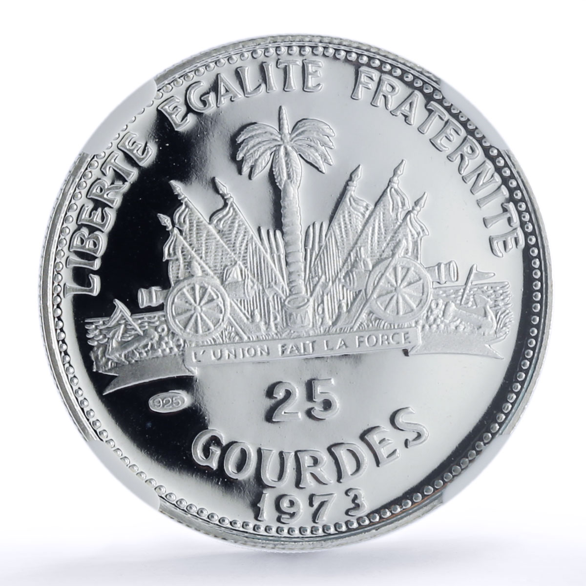 Haiti 25 gourdes Christopher Columbus Colomb History PF70 NGC silver coin 1973