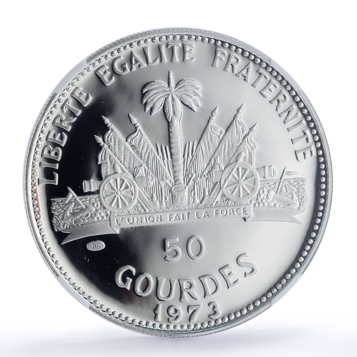 Haiti 50 gourdes Woman and Child PF69 NGC silver coin 1973