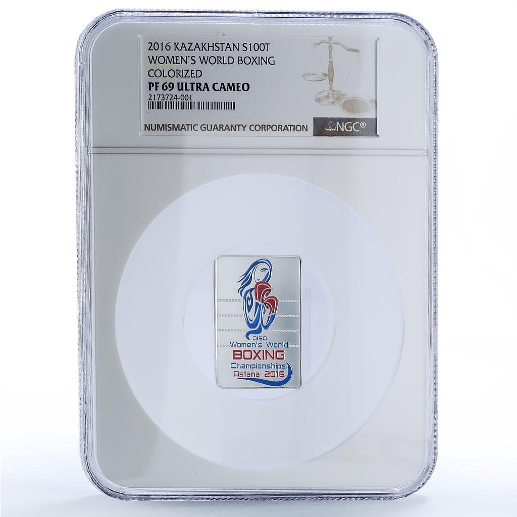 Kazakhstan 100 tenge Women World Boxing Championship Astana PF 69 NGC coin 2016