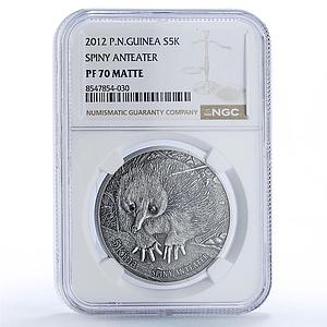 Papua New Guinea 5 kina Spiny Anteater Wildlife Fauna MS70 NGC silver coin 2012