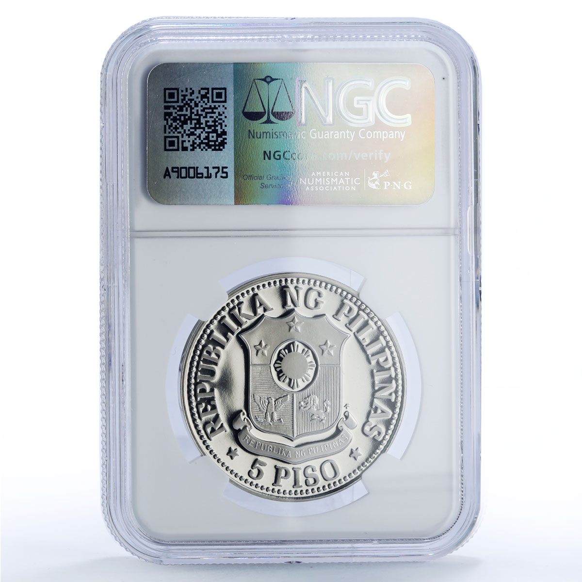 Philippines 5 piso Republic Coinage New Society Marcos PF70 NGC CuNi coin 1975