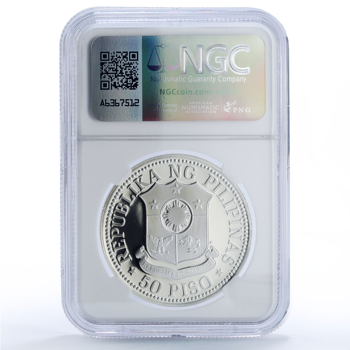 Philippines 50 piso New Society Ferdinand E. Marcos PF70 NGC silver coin 1975