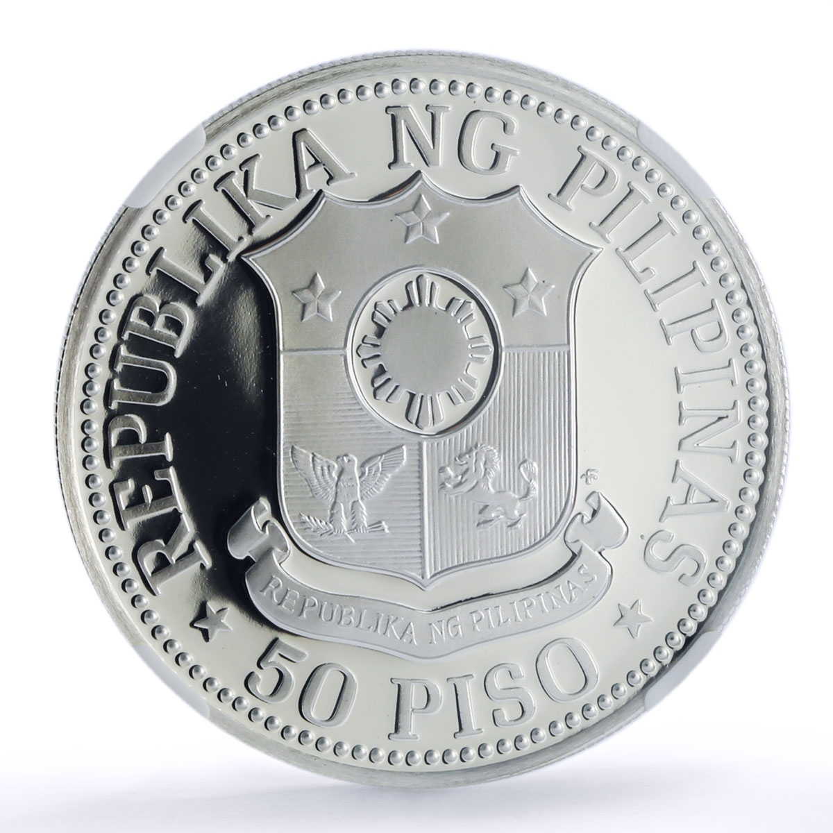 Philippines 50 piso New Society Ferdinand E. Marcos PF70 NGC silver coin 1975