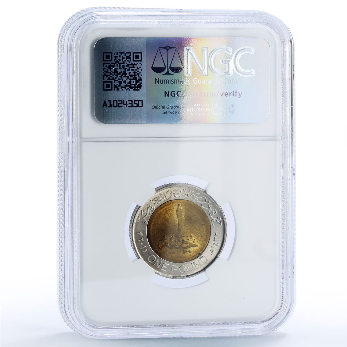 Egypt 1 pound Suez Canal Reverse Mule Ship MS 64 NGC bimetal coin 2011 (2015)
