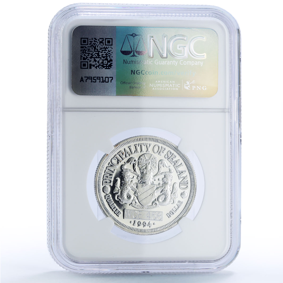 Sealand 25 cents Orca Whale Sea Treasures Fantasy PF68 NGC silver coin 1994