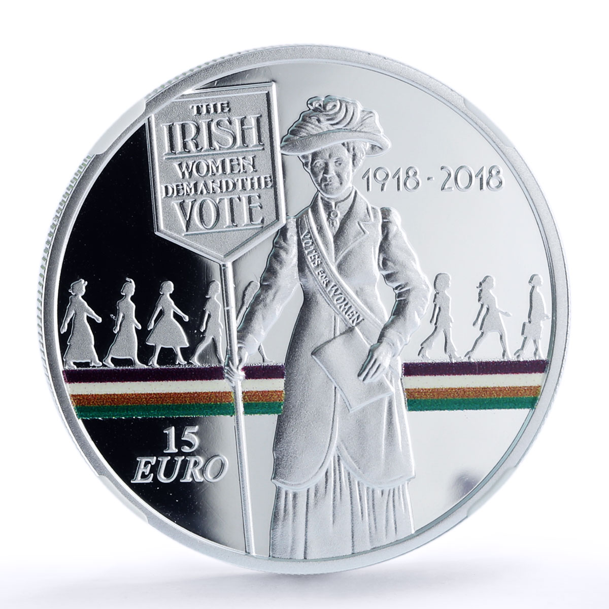 Ireland 15 euro Women Right to Vote History Politics PF 70 NGC silver coin 2018