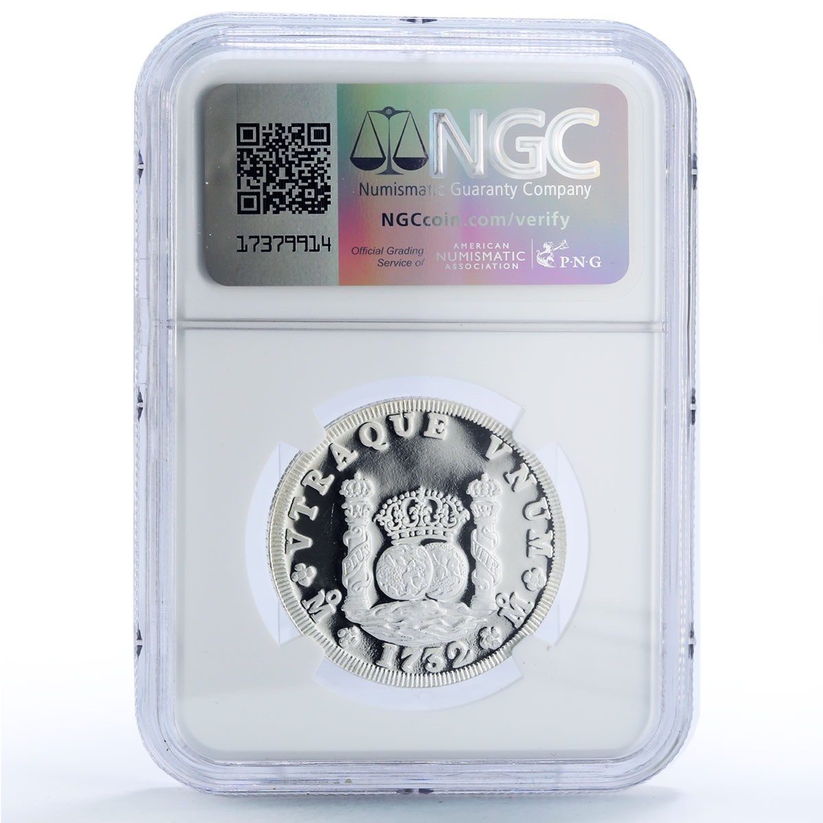 Mexico Pillar Dollar 8 Reales 1732 Restrike 1/2 oz PF 68 NGC silver medal 1988