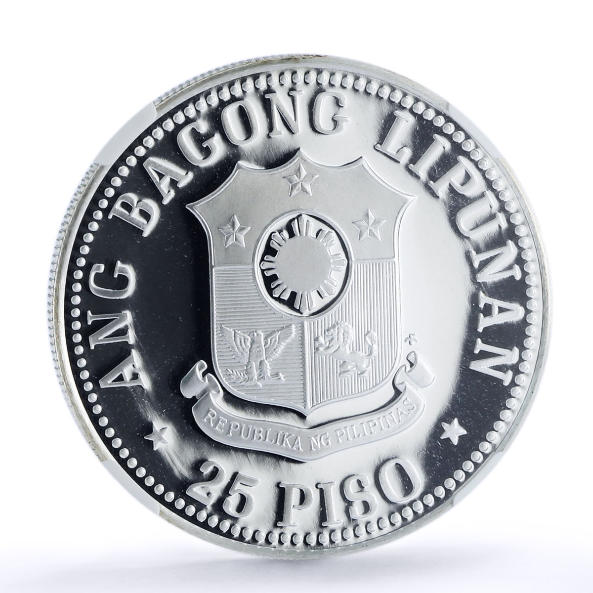 Philippines 25 piso Quezon Memorial Shrine History PF69 NGC silver coin 1978