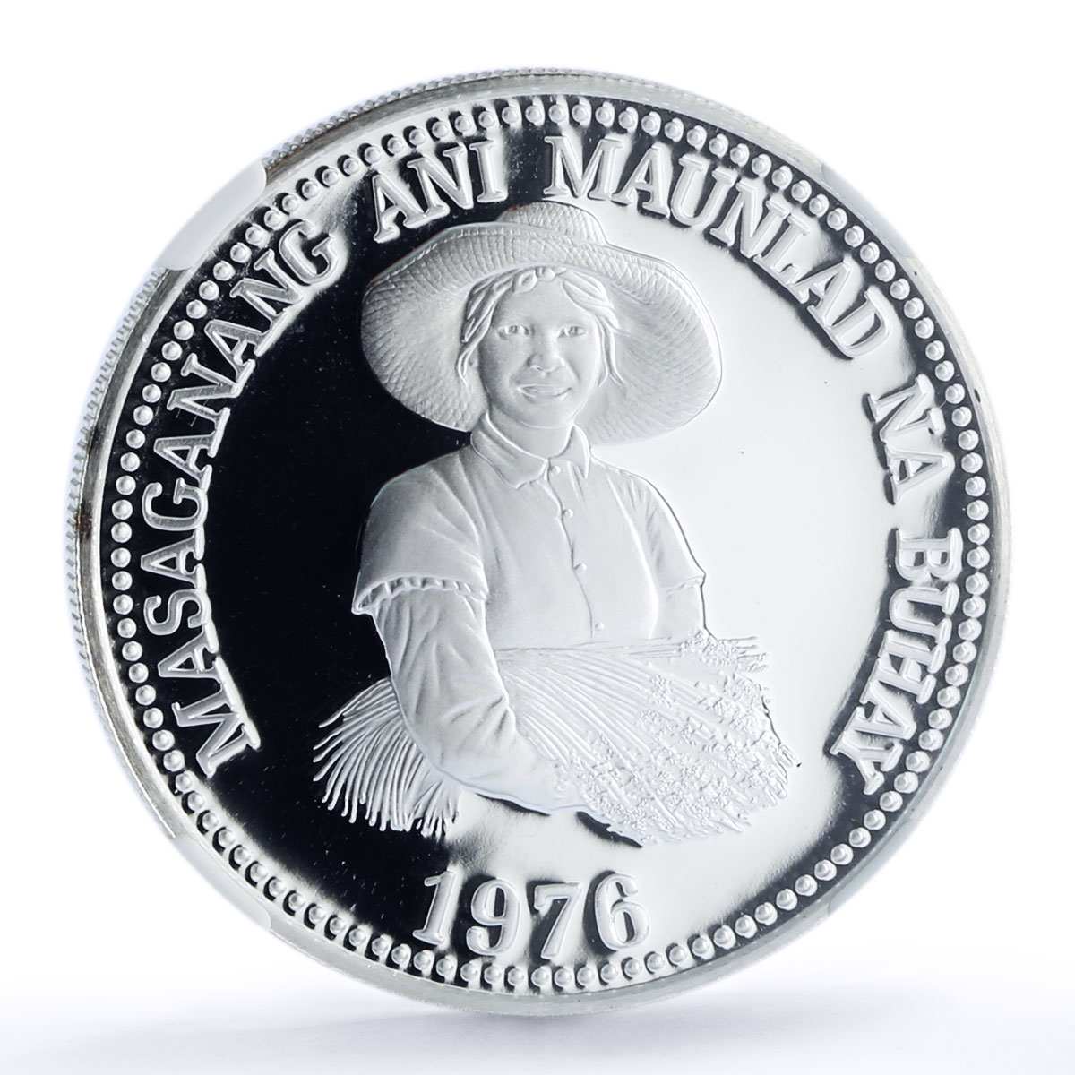 Philippines 25 piso FAO World Food Day Woman PF70 NGC silver coin 1976