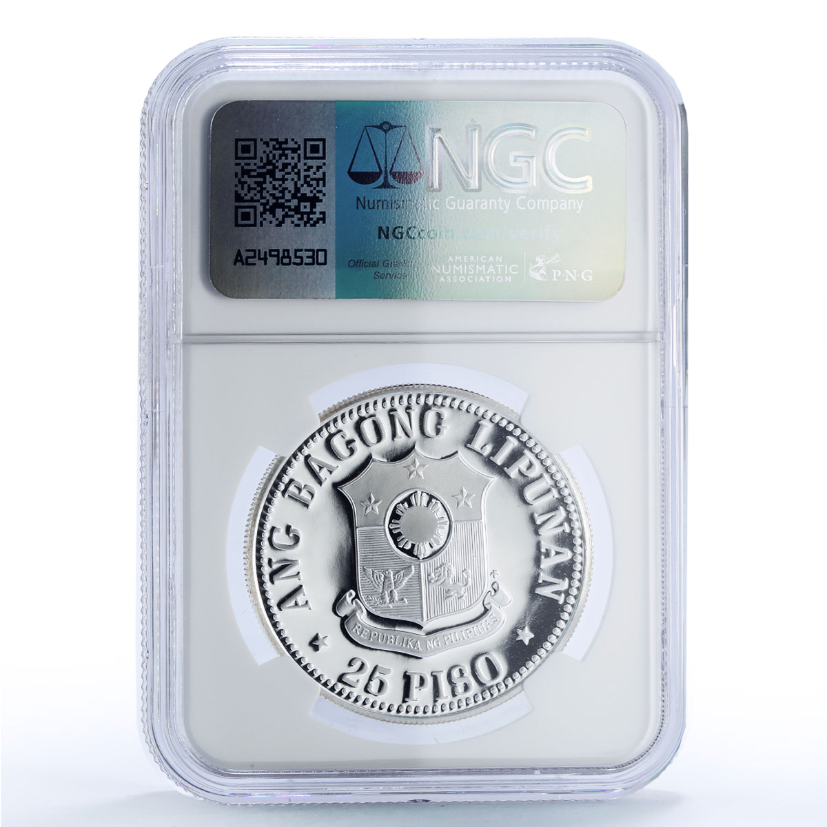 Philippines 25 piso FAO World Food Day Banaue Terraces PF70 NGC silver coin 1977