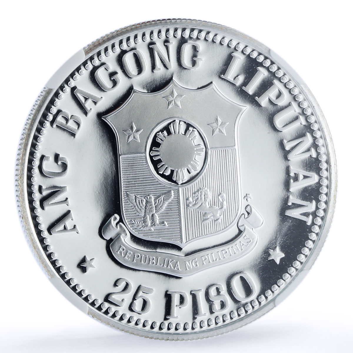 Philippines 25 piso FAO World Food Day Banaue Terraces PF70 NGC silver coin 1977