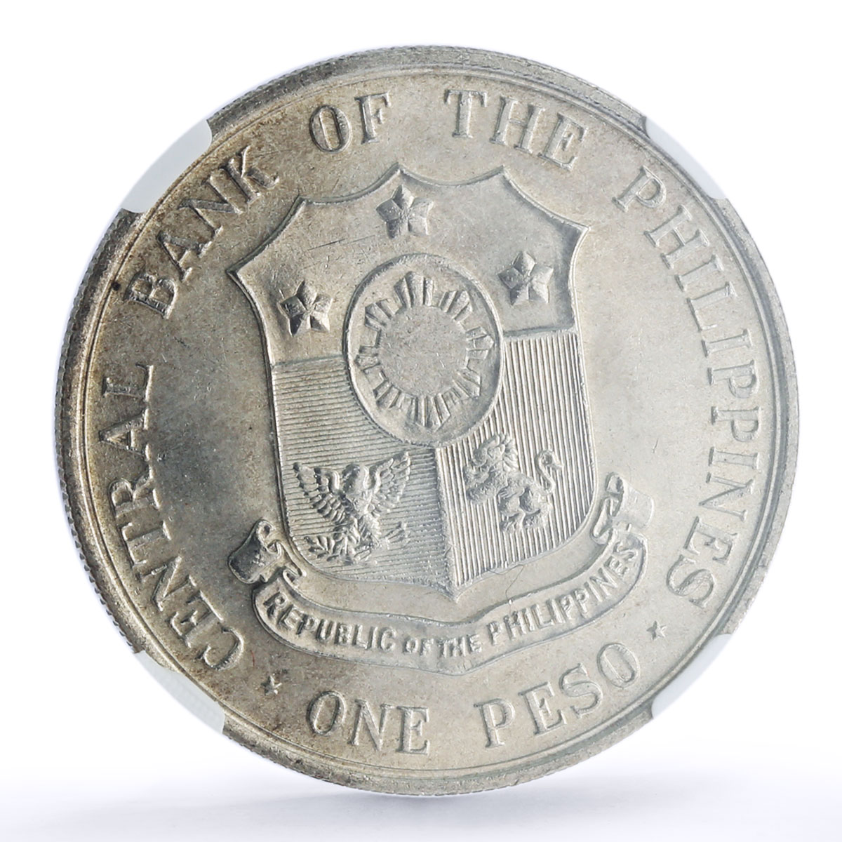 Philippines 1 peso Andres Bonifacio History Politics MS 64 NGC silver coin 1963