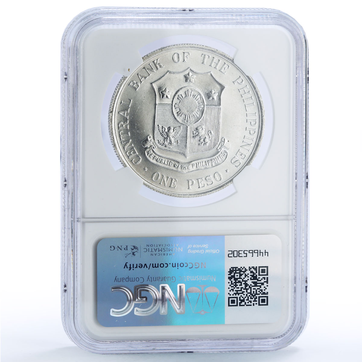 Philippines 1 peso Apolinario Mabini History Politics MS 65 NGC silver coin 1964
