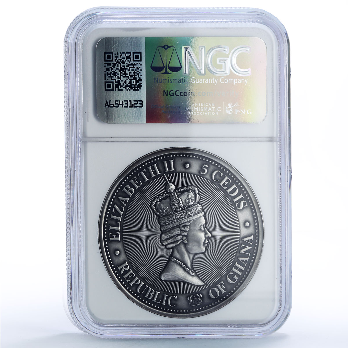 Ghana 5 cedis Da Vinci Meteorite Moon Planets Space MS 70 NGC silver coin 2019