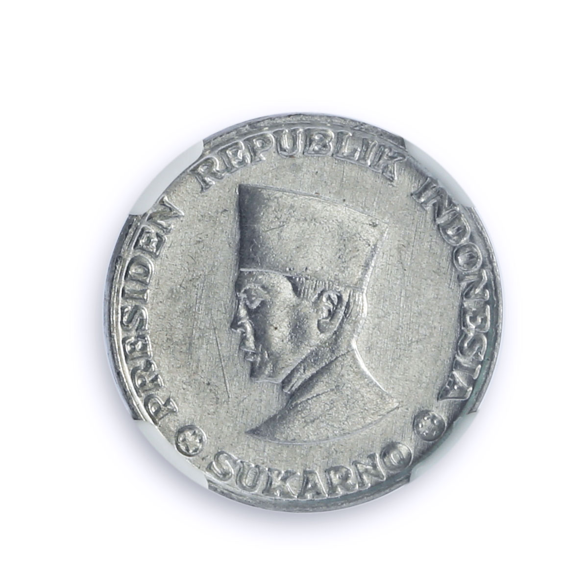 Indonesia 5 sen Riau Coinage Sukarno KM-6 MS 63 NGC aluminum coin 1962