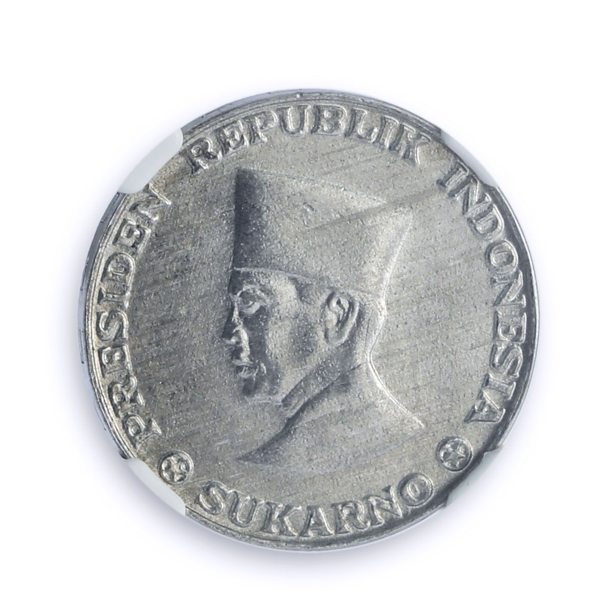 Indonesia 10 sen Riau Coinage Sukarno KM-7 MS 64 NGC aluminum coin 1962