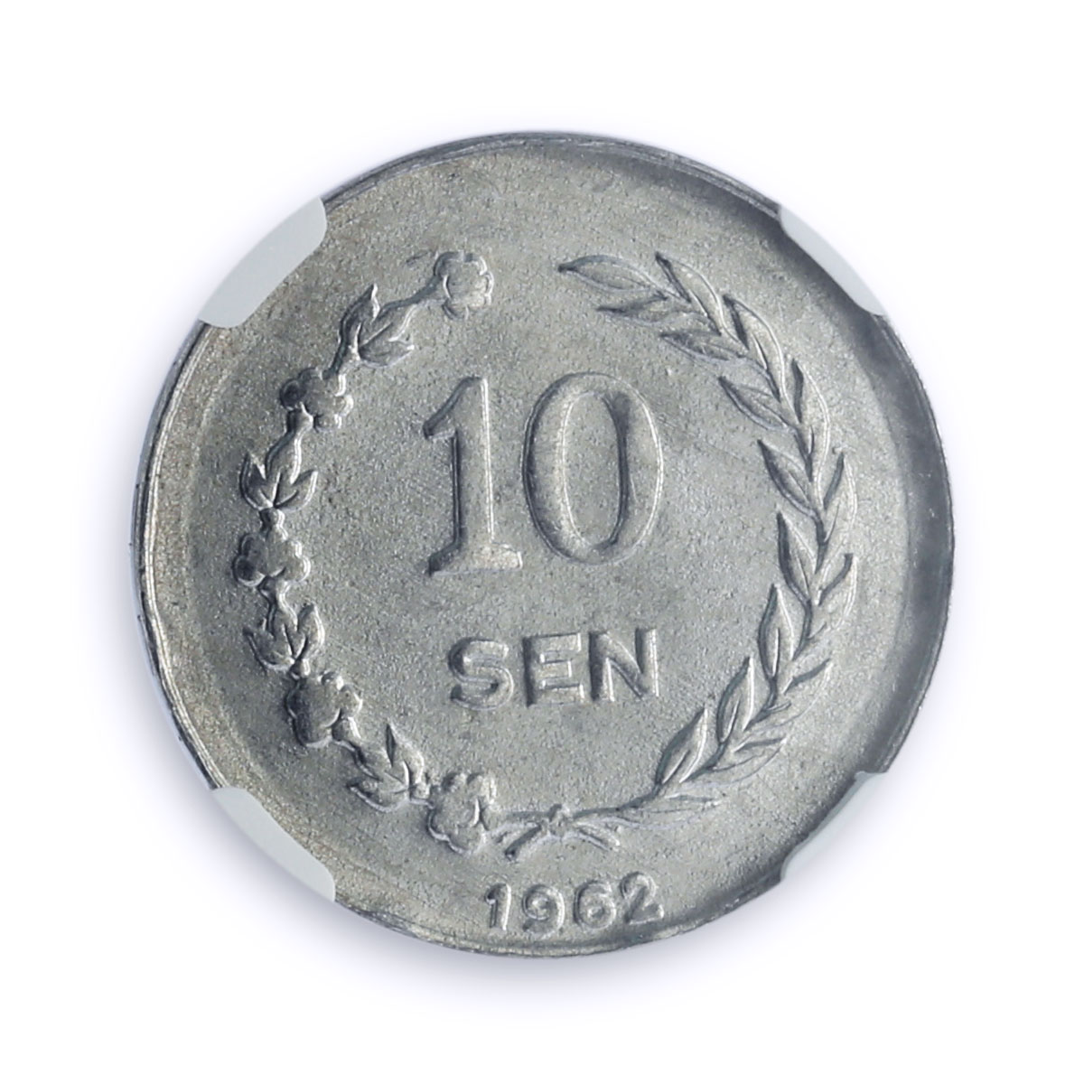 Indonesia 10 sen Riau Coinage Sukarno KM-7 MS 64 NGC aluminum coin 1962