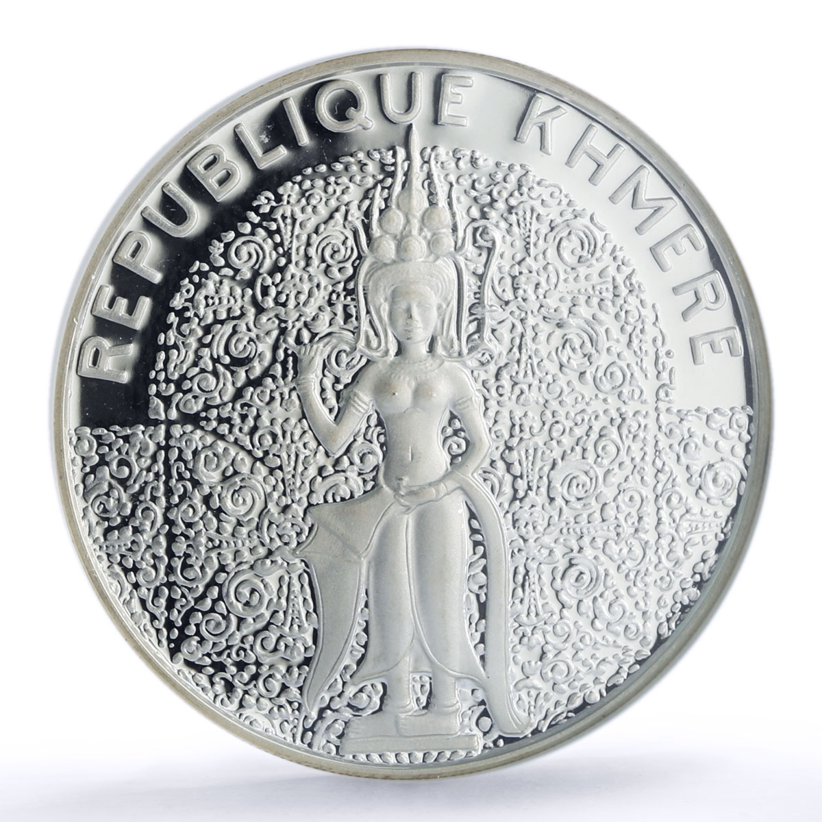 Cambodia 10000 riels Celestial Dancer Khmer Republic PF 69 NGC silver coin 1974