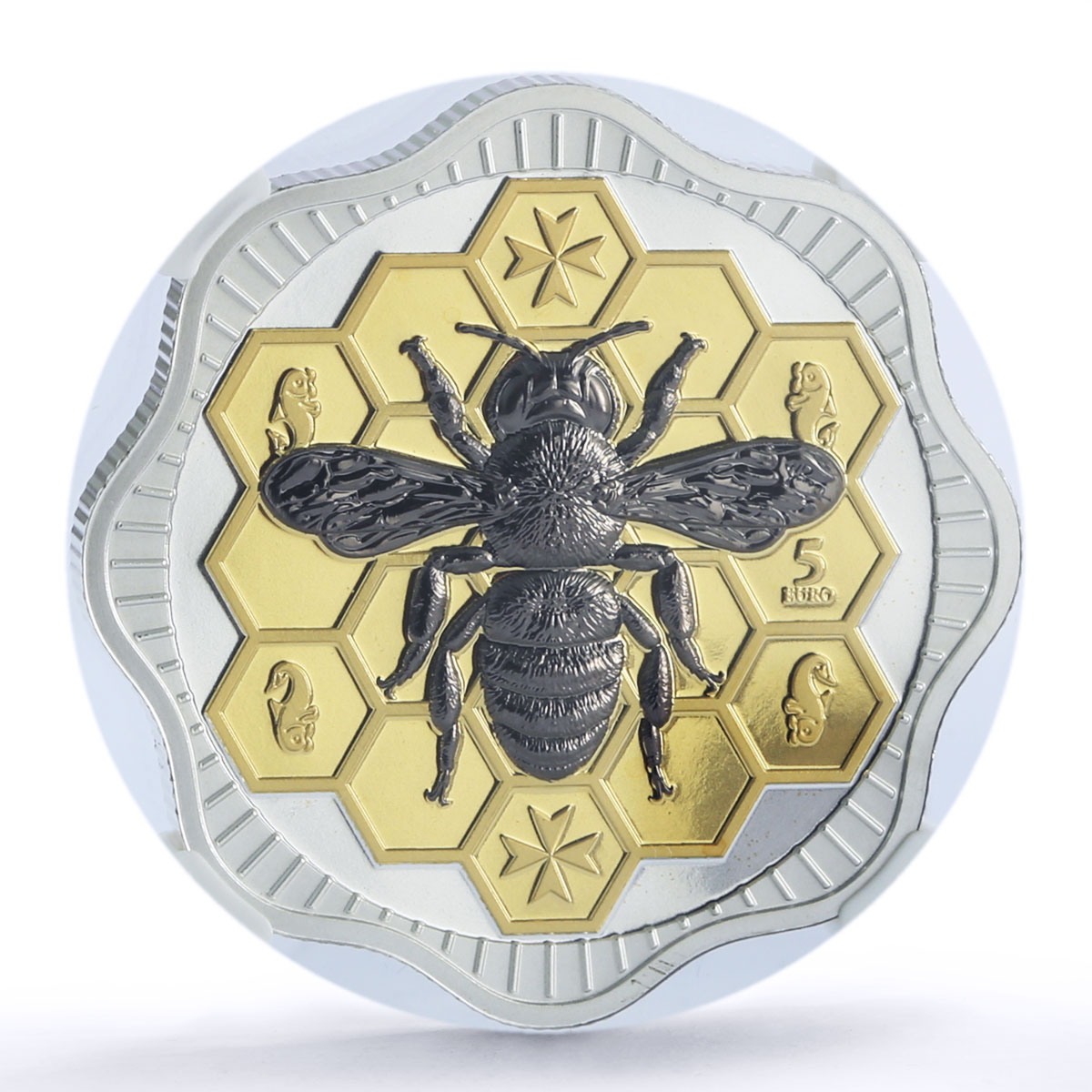 Malta 5 euro Maltese Bee Nature Wildlife Fauna Gilt MS 70 NGC silver coin 2024