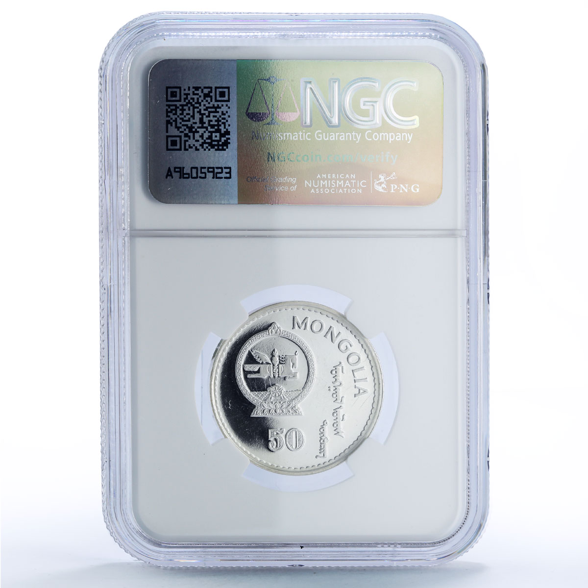 Mongolia 50 togrog Ugedei Khan History PF 68 NGC silver coin 1992