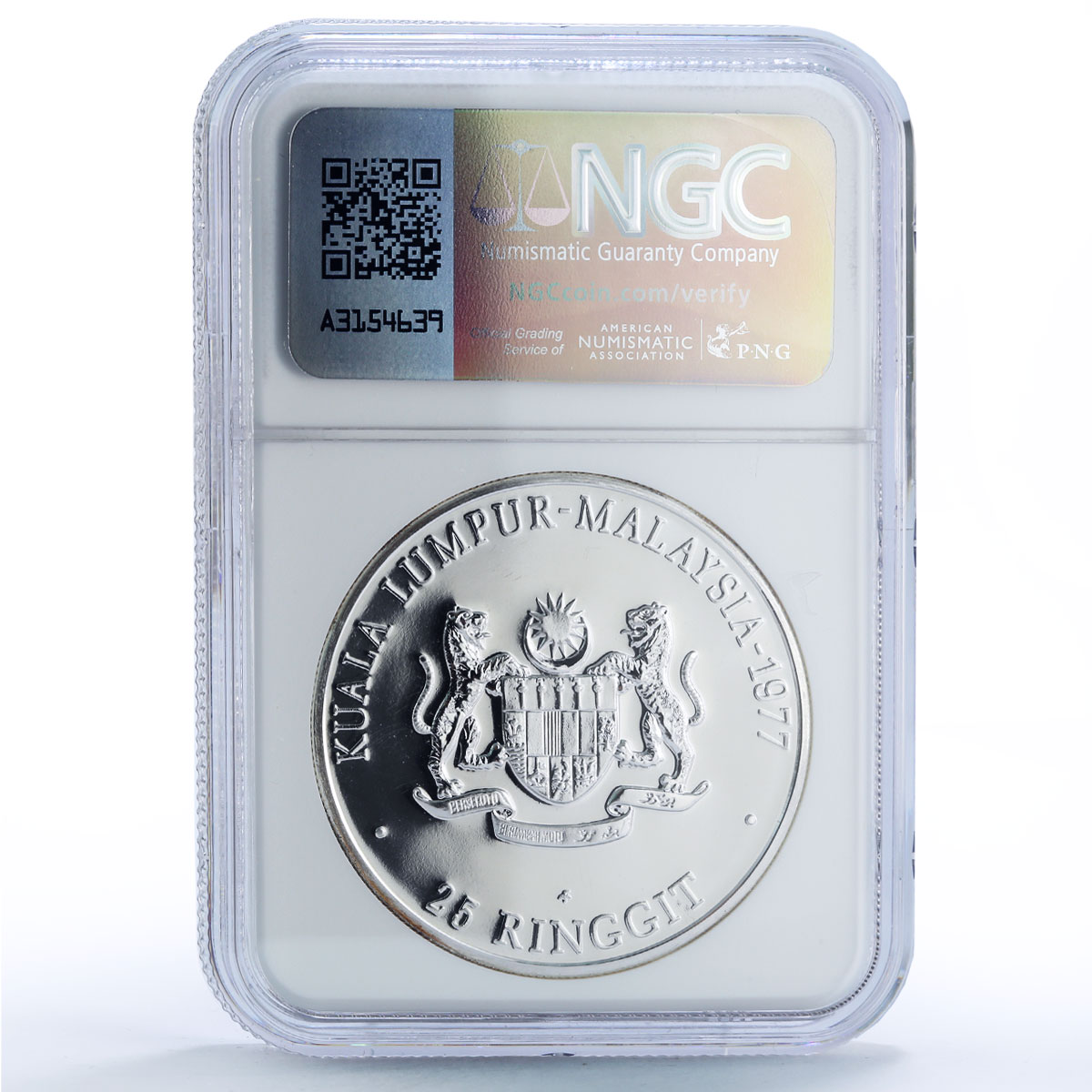 Malaysia 25 ringgit 9th South East Asian Games Sports MS 69 NGC silver coin 1977