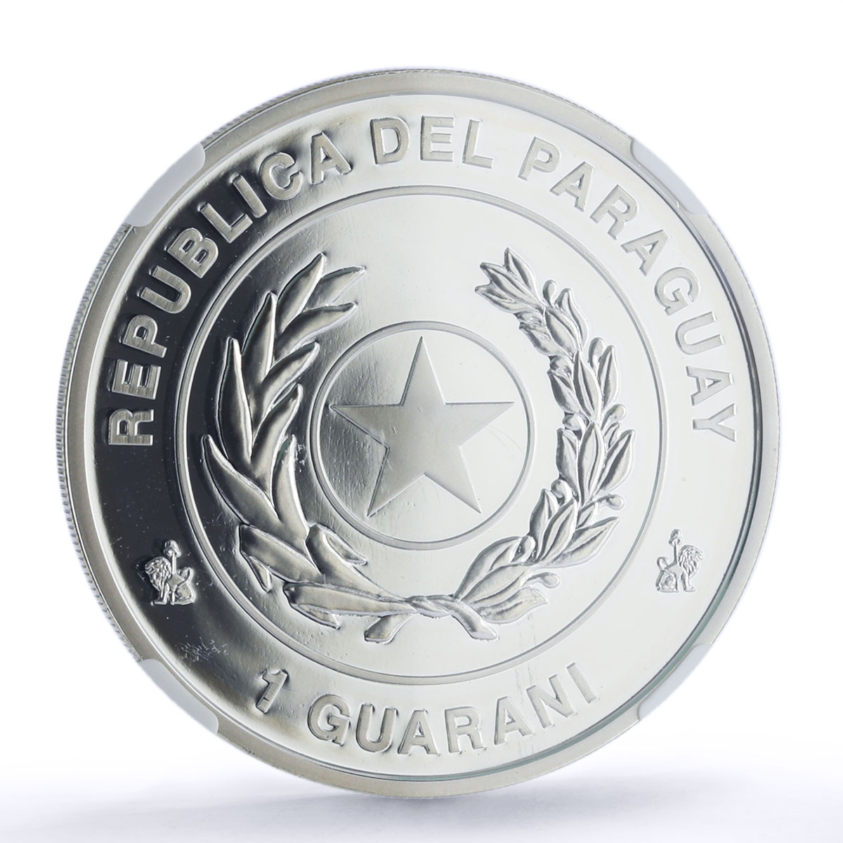 Paraguay 1 guarani Papal Visit Pope Francis Religion PF 70 NGC silver coin 2015