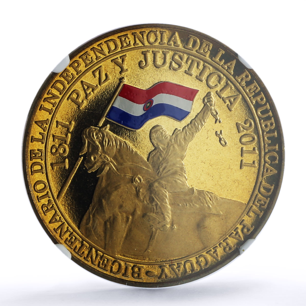 Paraguay 100 guaranies Bicentenary Independence History PF 68 NGC CuAl coin 201