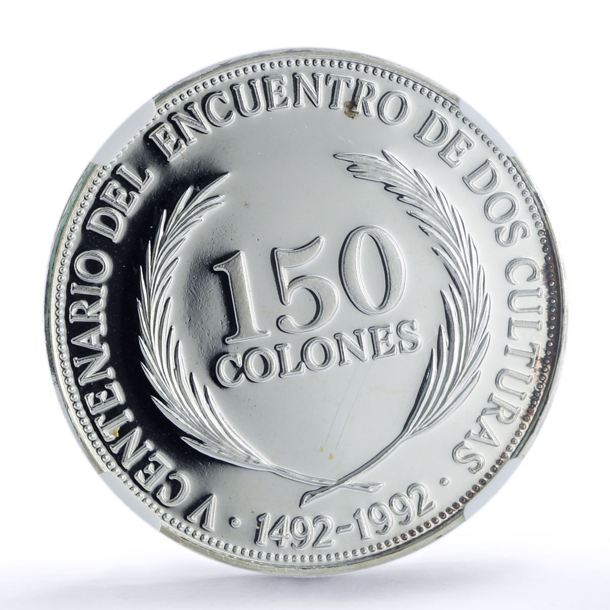 El Salvador 150 colones Discovery of America Ships PF 70 NGC silver coin 1992