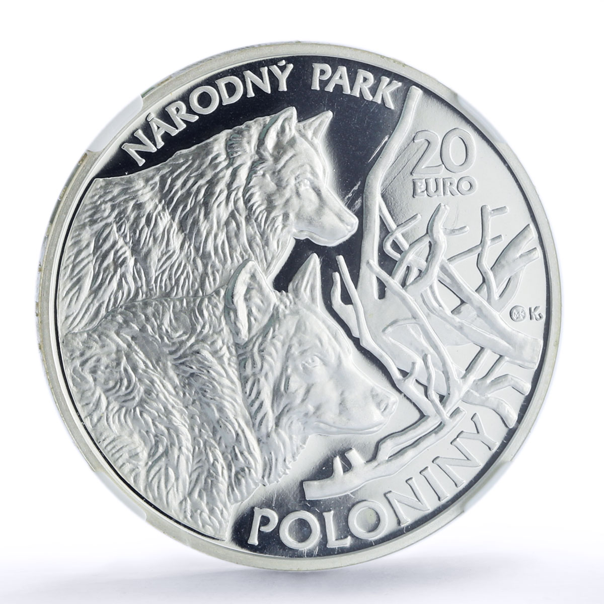 Slovakia 20 euro National Park Poloniny Wolves Fauna PF 70 NGC silver coin 2010