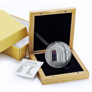 Liberia 10 dollars Tiffany Art II Masterpieces Castle Fortress silver coin 2005