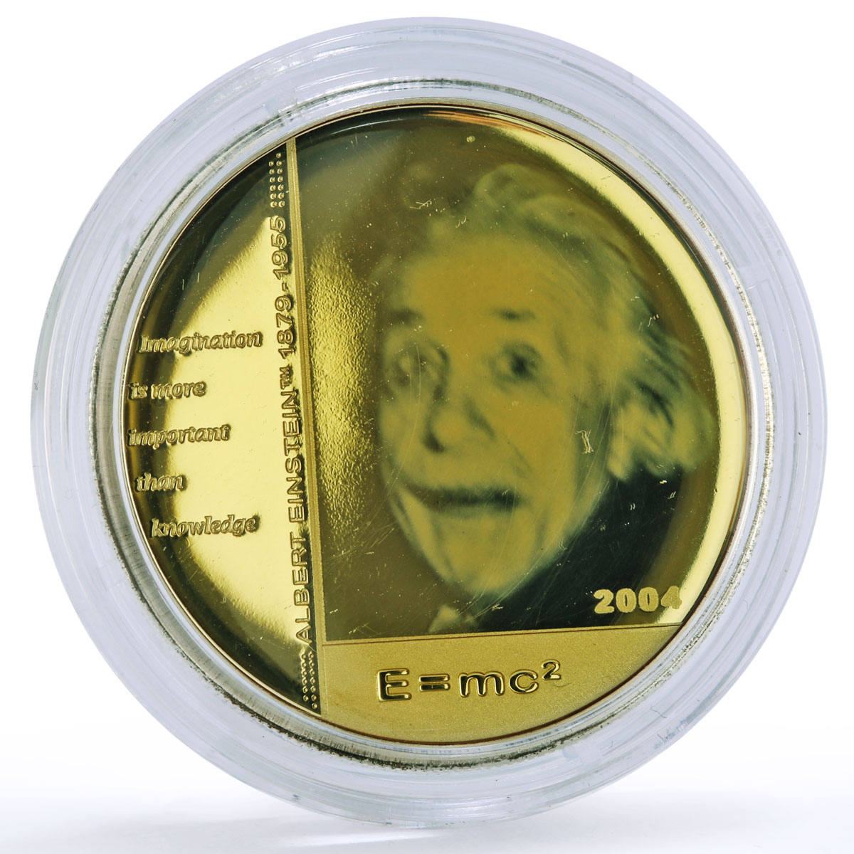 Mariana Islands 5 dollars Albert Einstein Hologram Science silver coin 2004