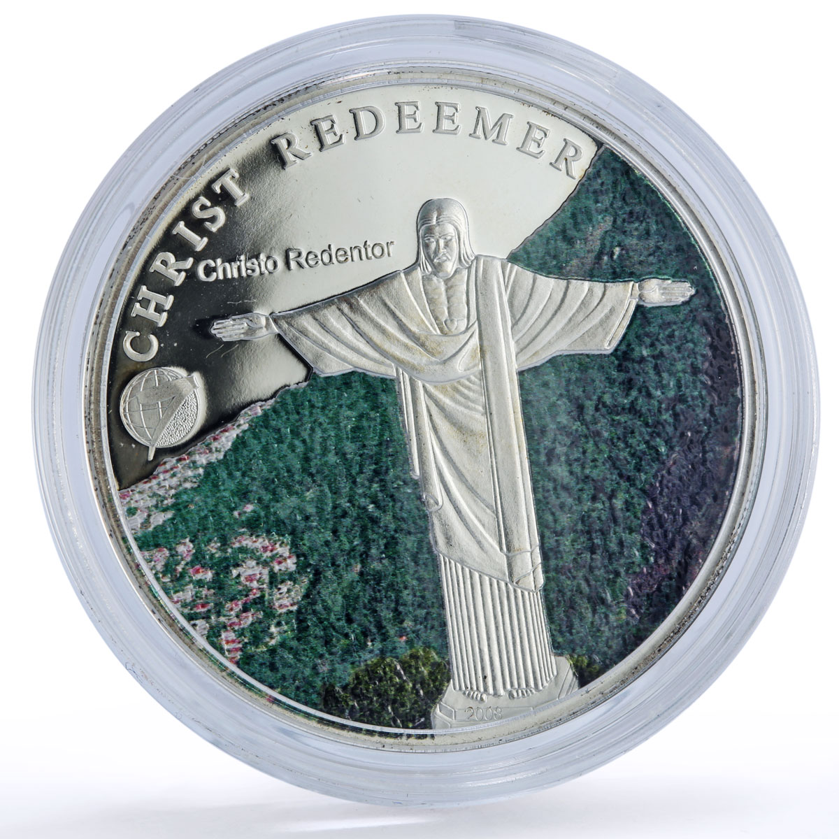 Mongolia 500 togrog Christ Redeemer Brazil New Wonders proof silver coin 2008