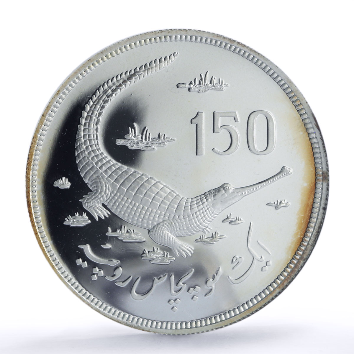 Pakistan 150 rupees Gavial Crocodile Conservation PF 69 NGC silver coin 1976