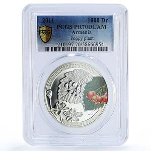 Armenia 1000 dram Sorbus Rowan Flower Plant Flora PR 70 PCGS silver coin 2011