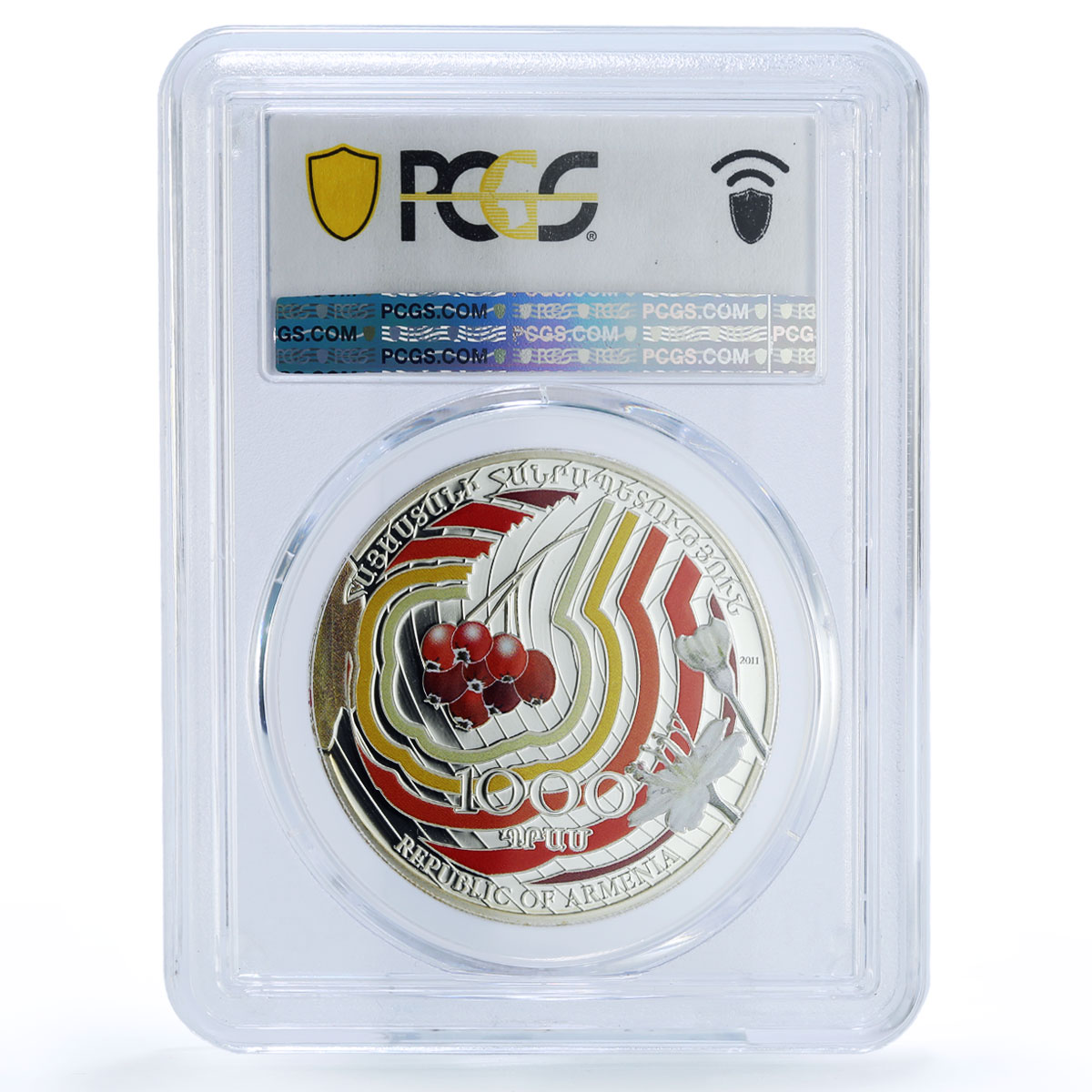 Armenia 1000 dram Sorbus Rowan Flower Plant Flora PR 70 PCGS silver coin 2011